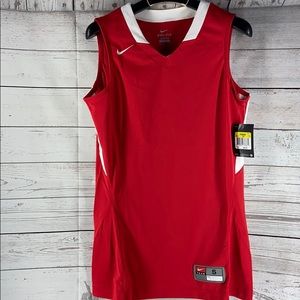 Nike Red White Dri-Fit Sleeveless Jersey Top